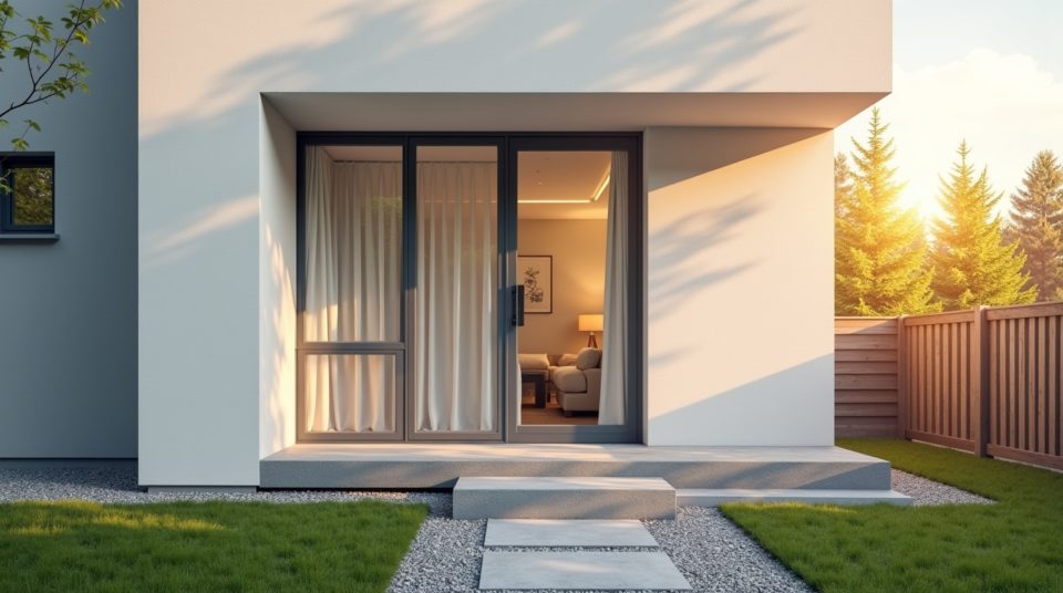 Maison moderne avec isolation murale en Styrodur, efficace et harmonieuse